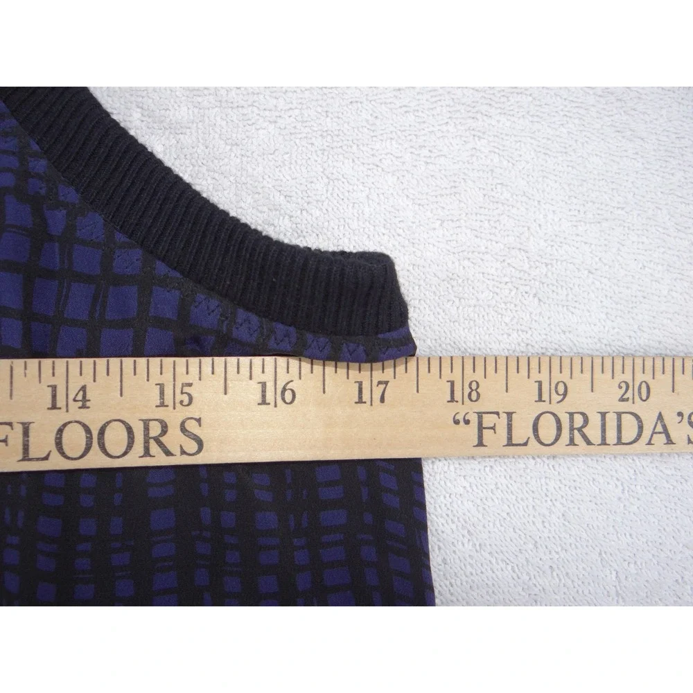 Michael Stars Womens Blue Black Grid Sleeveless High-Low Top Back‎ Zip XS 3231